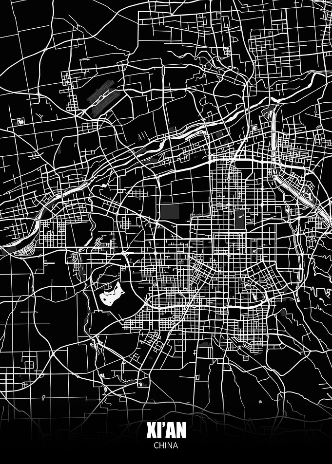 Xian China Dark Map