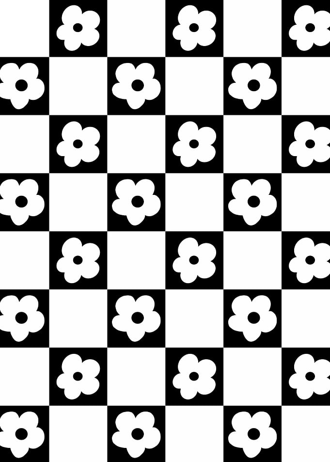 Retro Check Flowers 2