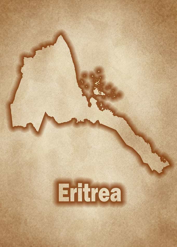 Eritrea map vintage glow