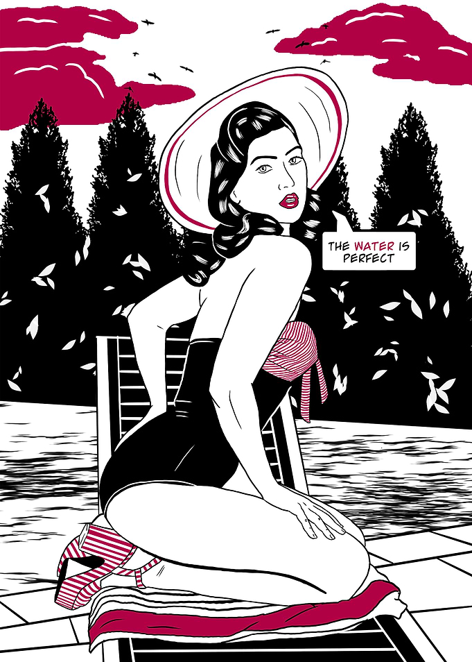 Pinup girl poollside