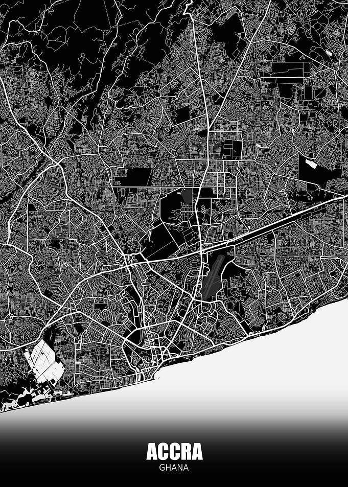 Accra Ghana Dark Map