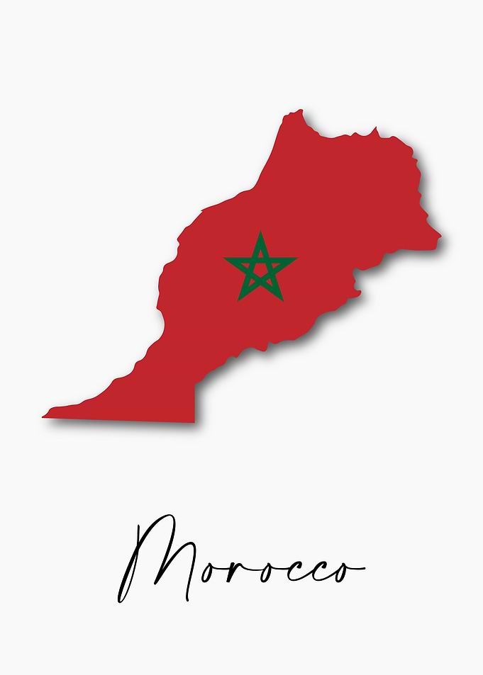 Morocco Country Map Flag