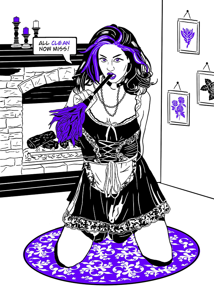 Comic girl sexy maid