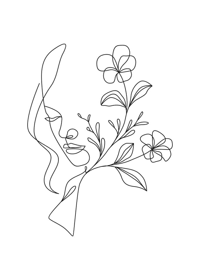 Cute Floral Woman Face Art