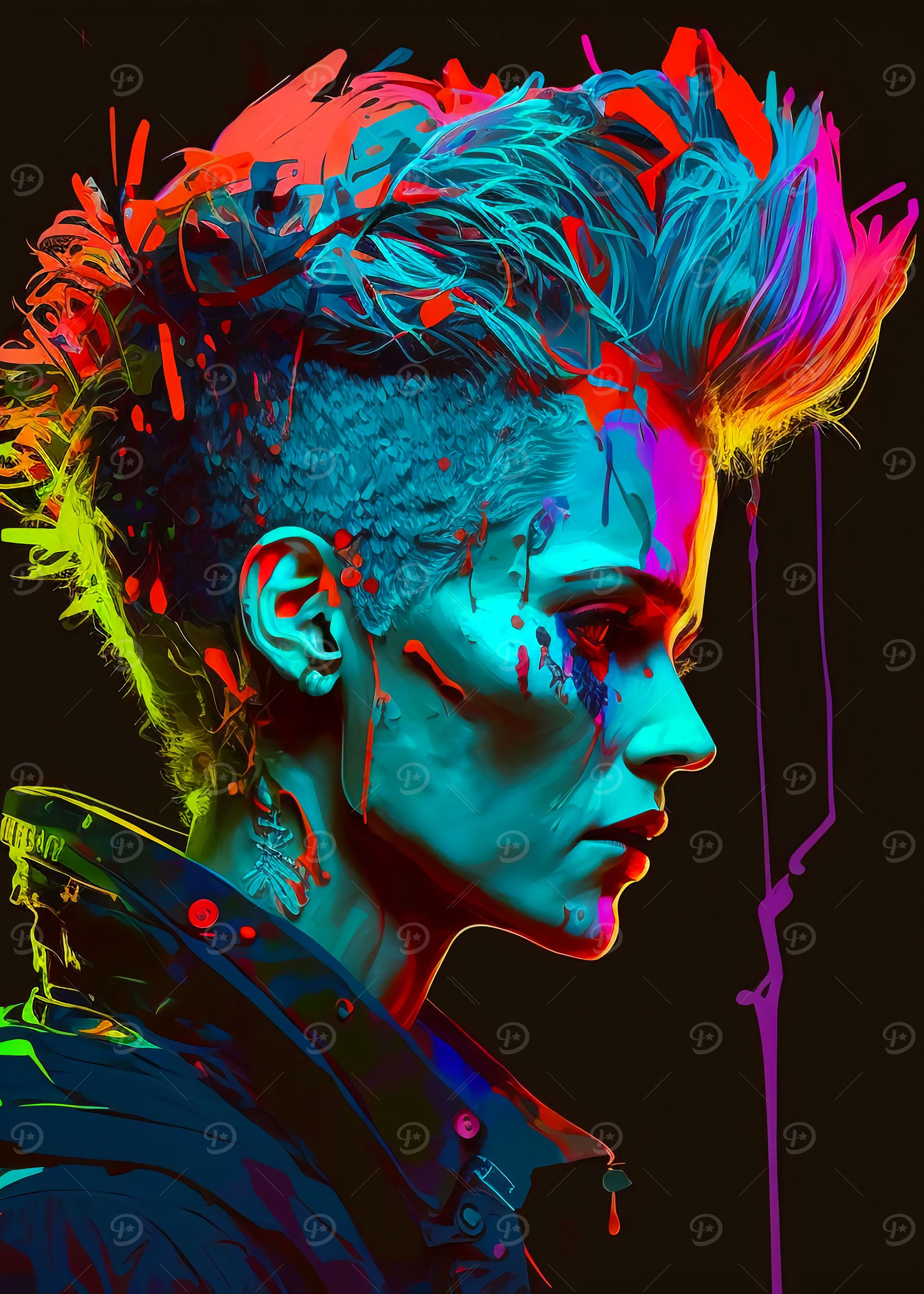Neon Cyberpunk Babe Pixie