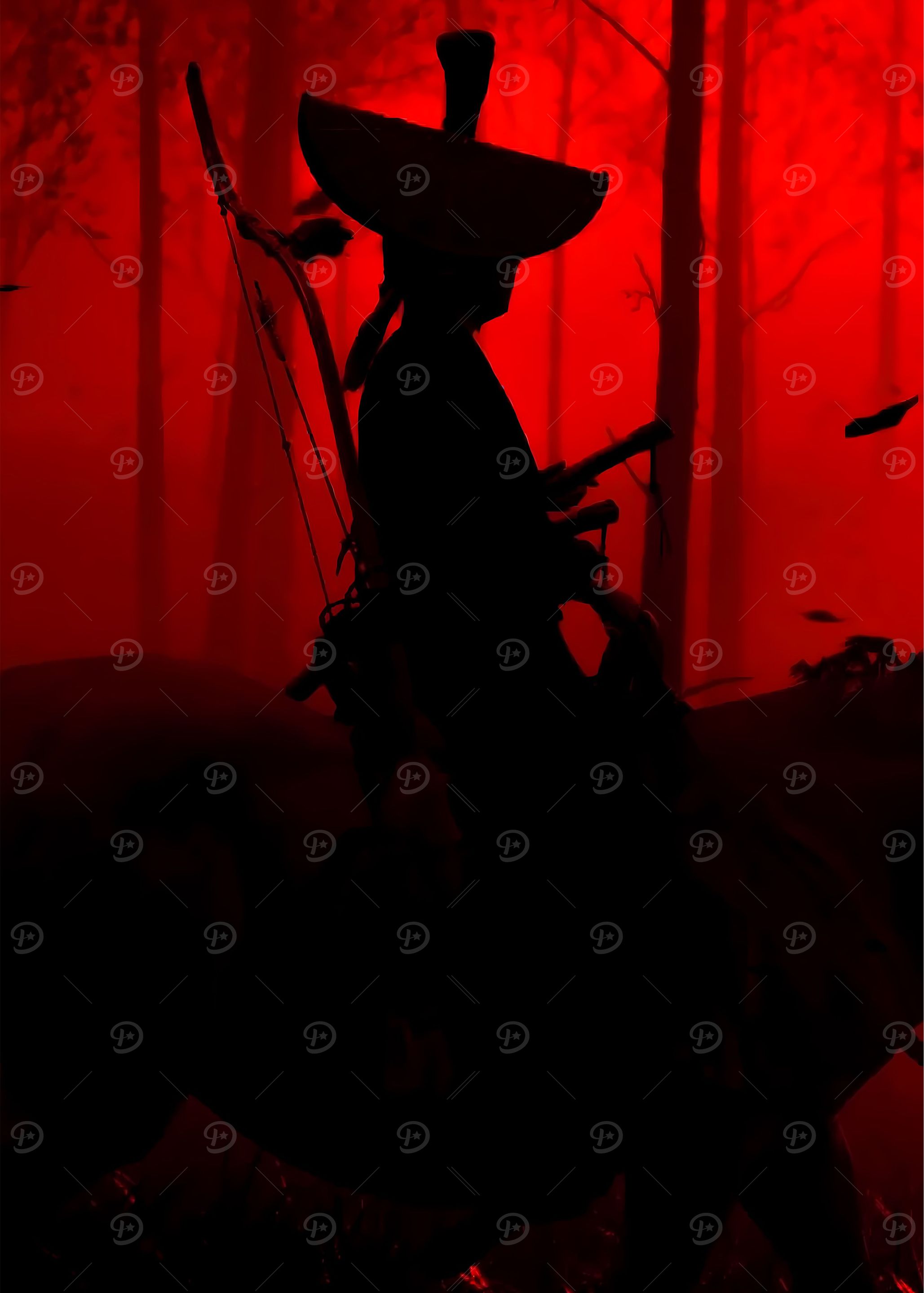 Red Sillhouette Samurai