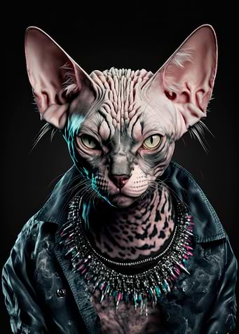 Glam leopard sphynx cat