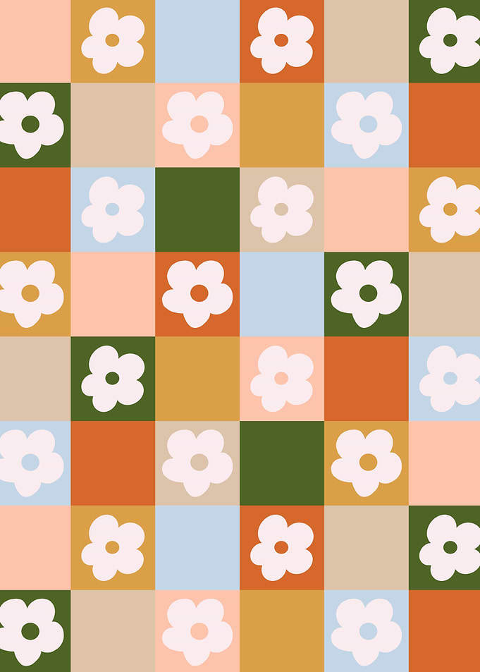 Retro Check Flowers 3