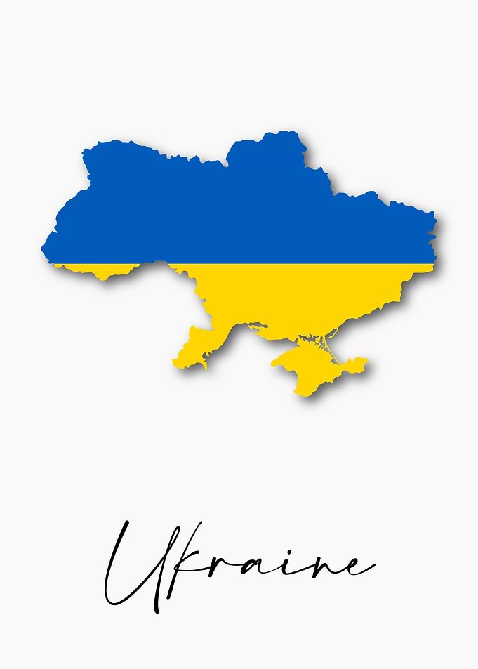 Ukraine Country Map Flag