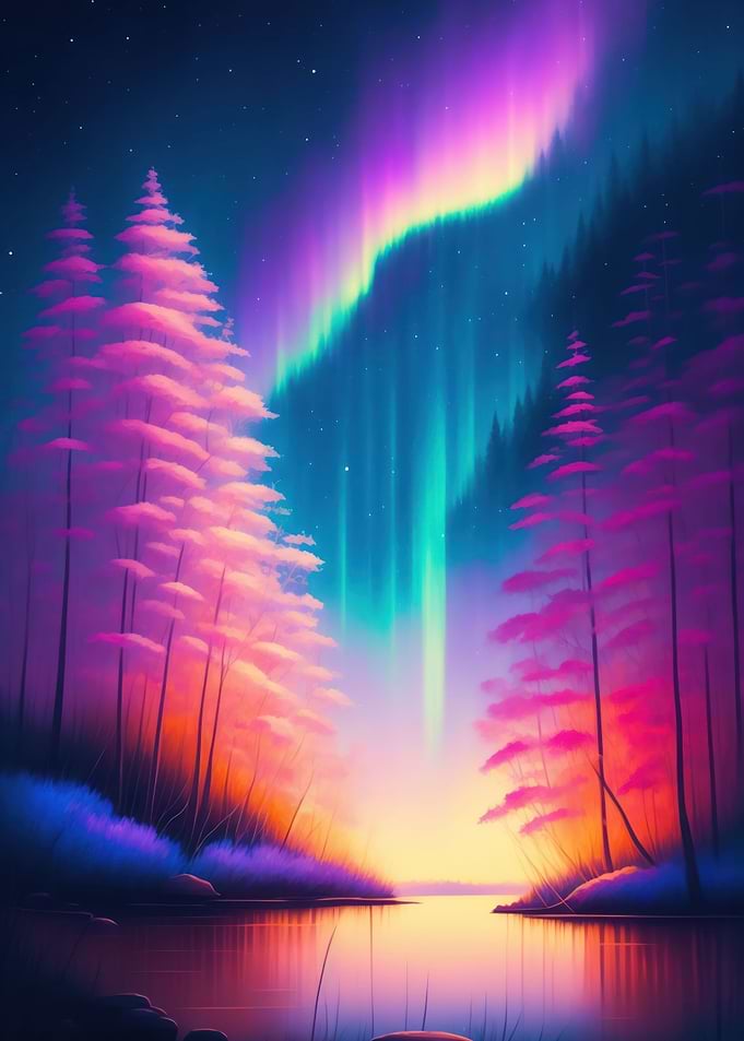 lake nature paining