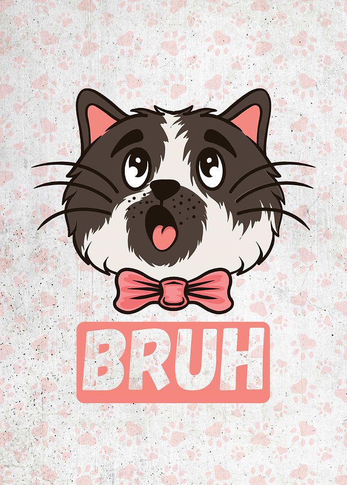 Bruh Funny Cat Bowtie