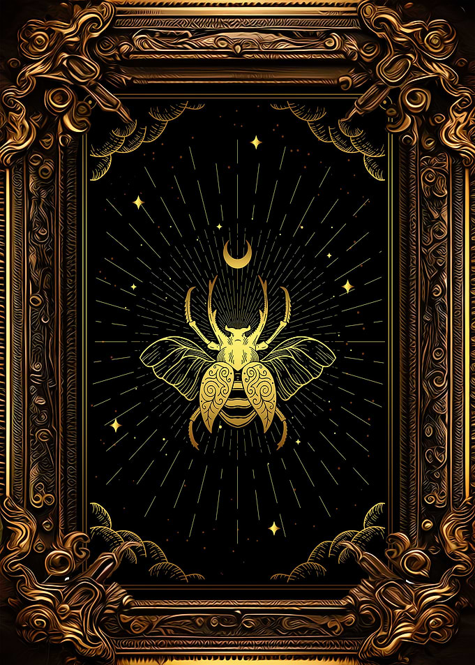 Tarot the moon scarab