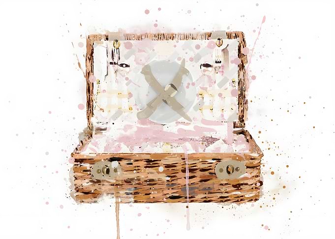 Pink Gingham Picnic Hamper