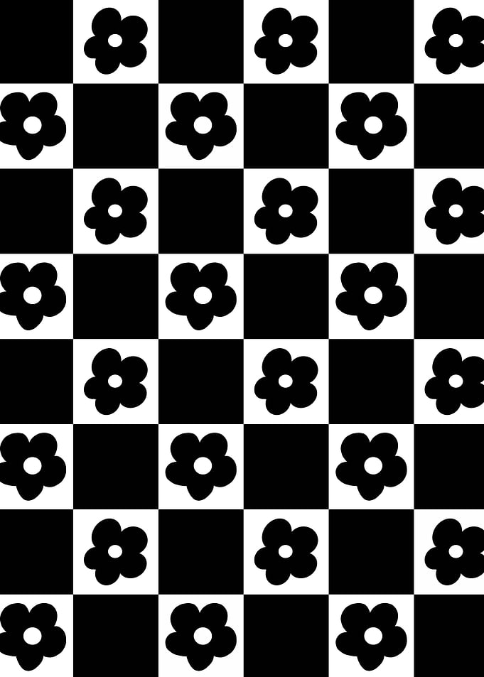 Retro Check Flowers 4