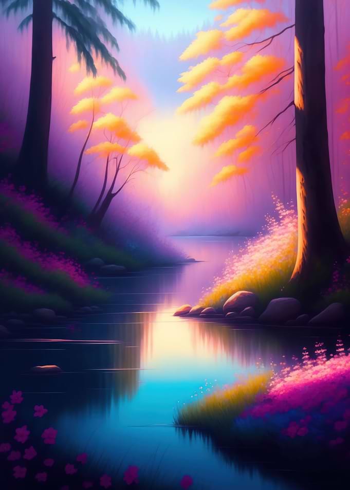 pink trees landscape