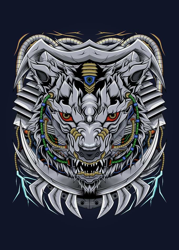 Robotic wolf illustration