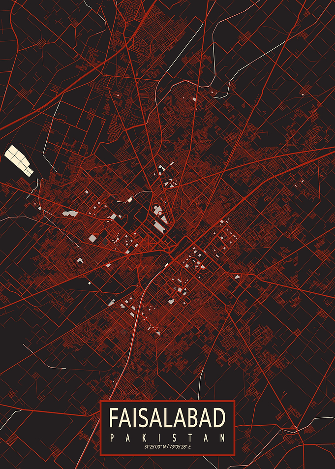 Faisalabad City Map Vector