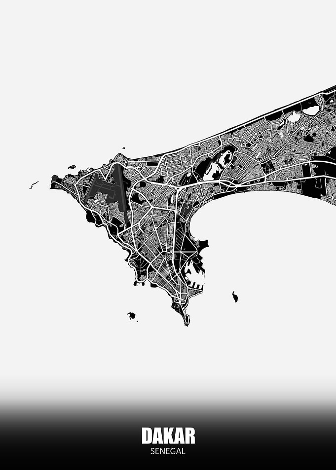 Dakar Senegal Dark Map