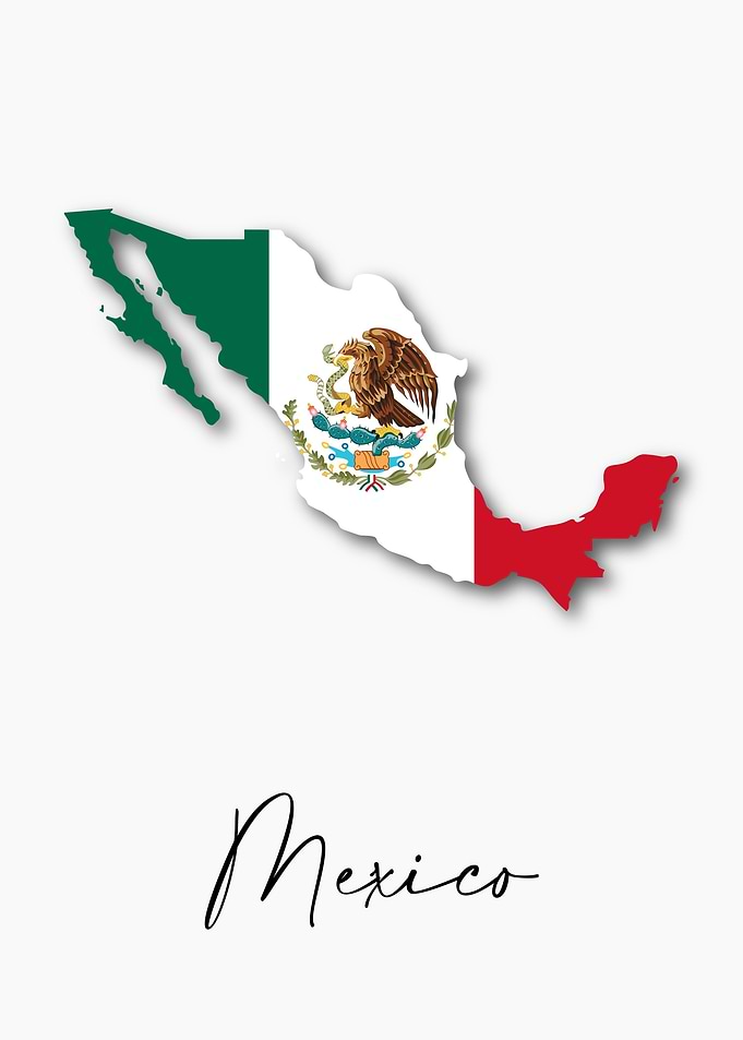 Mexico Country Map Flag