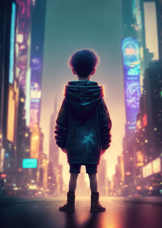 Child amidst Cyber City