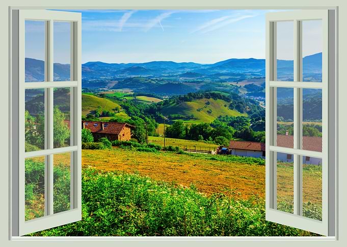 Open window view mountain