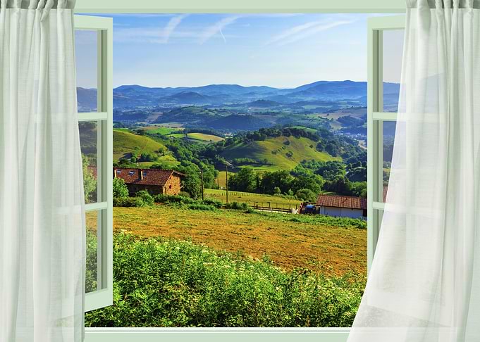 Open window view mountain