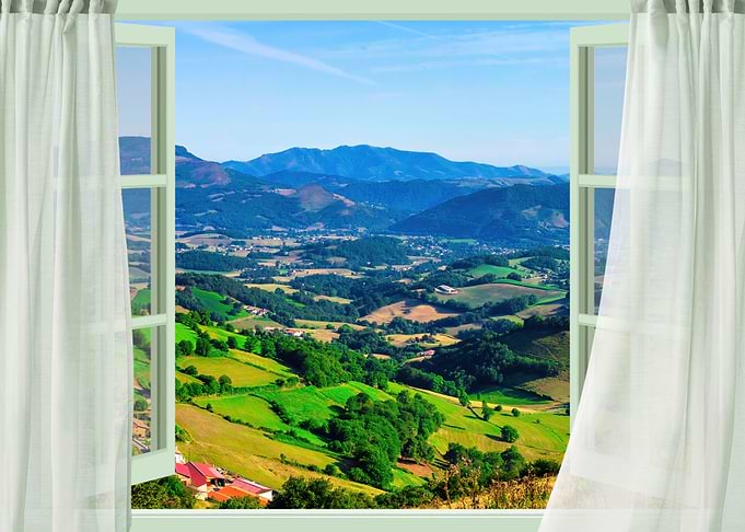 Open window view mountain