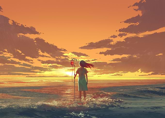 woman standing on the sea