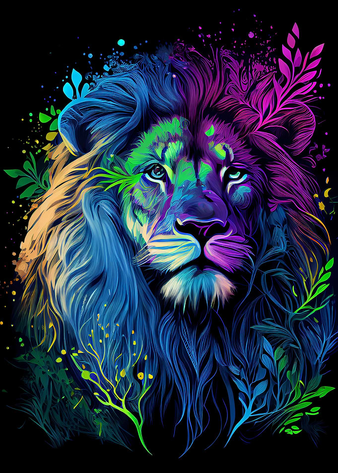 Abstract Colorful Lion