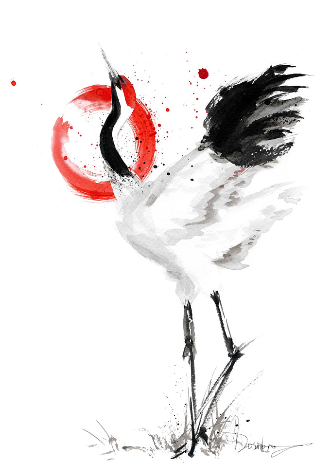 Japanese Ink Crane
