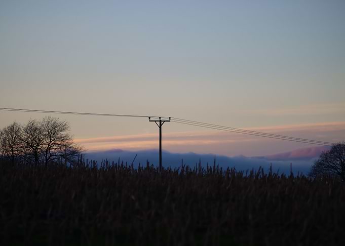Power Line Sunset Outline