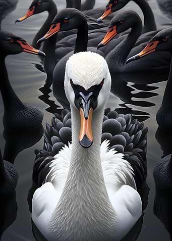Black and white swan
