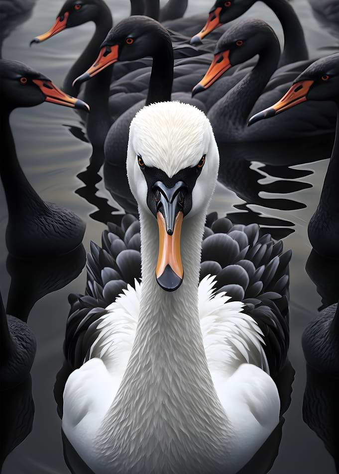 Black and white swan
