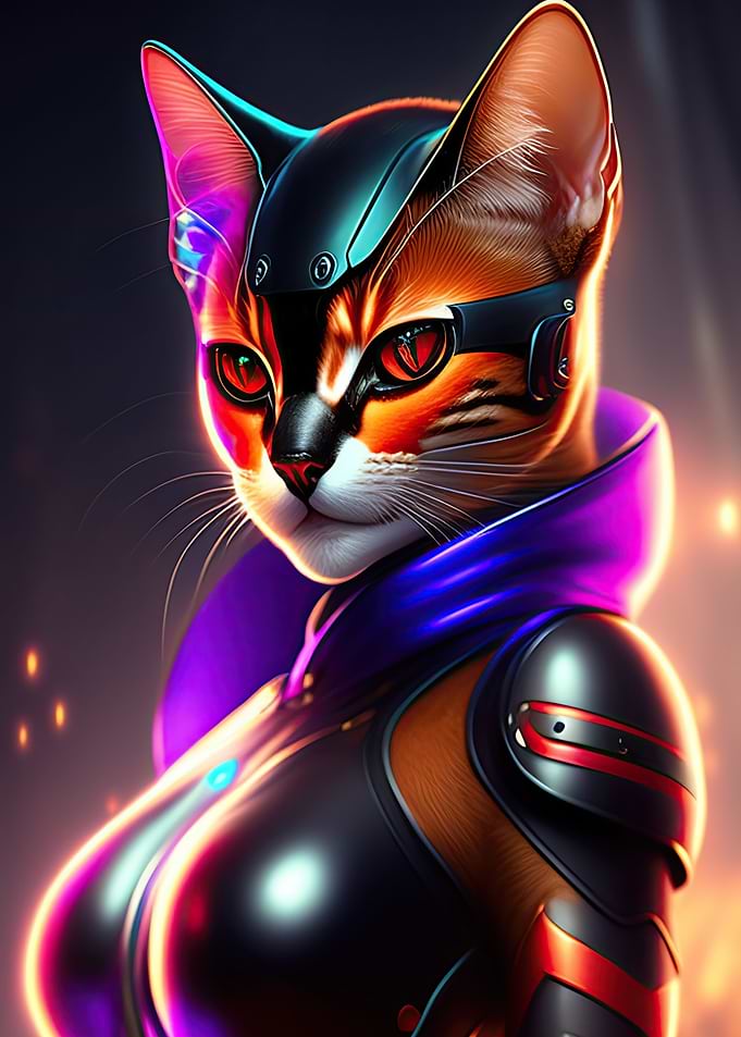 Cyberpunk Human Cat Stray