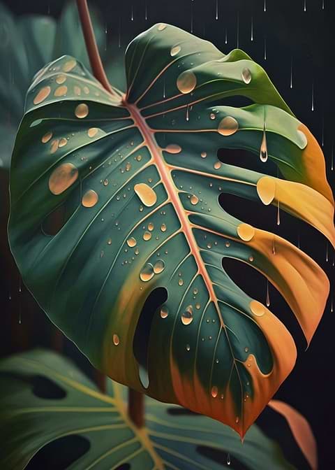 Natures Tranquility — monstera botanical metal print