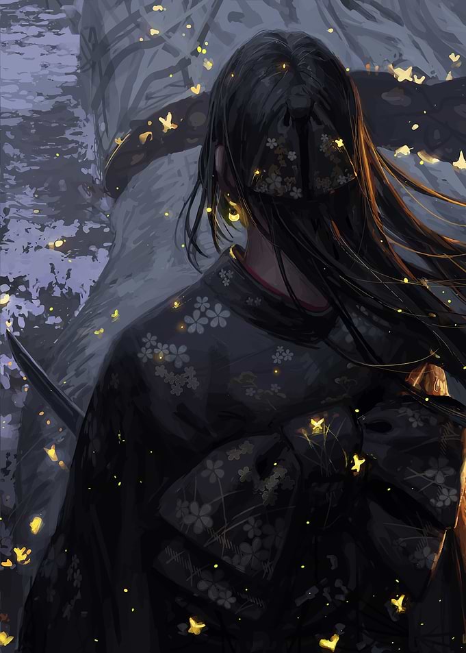 Kimono girl with katana