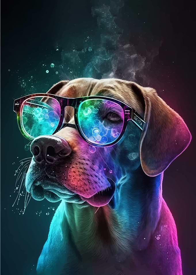 Neon Glasses Dog