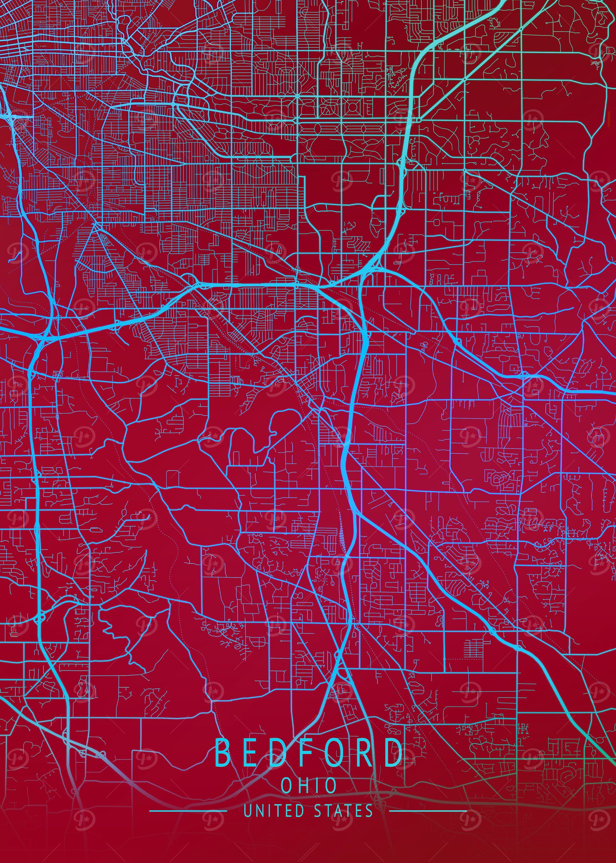 Bedford Ohio USA City Map