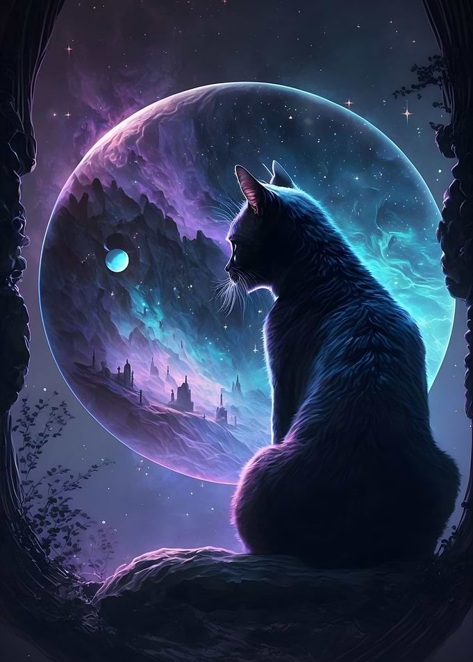 cat moon night japane