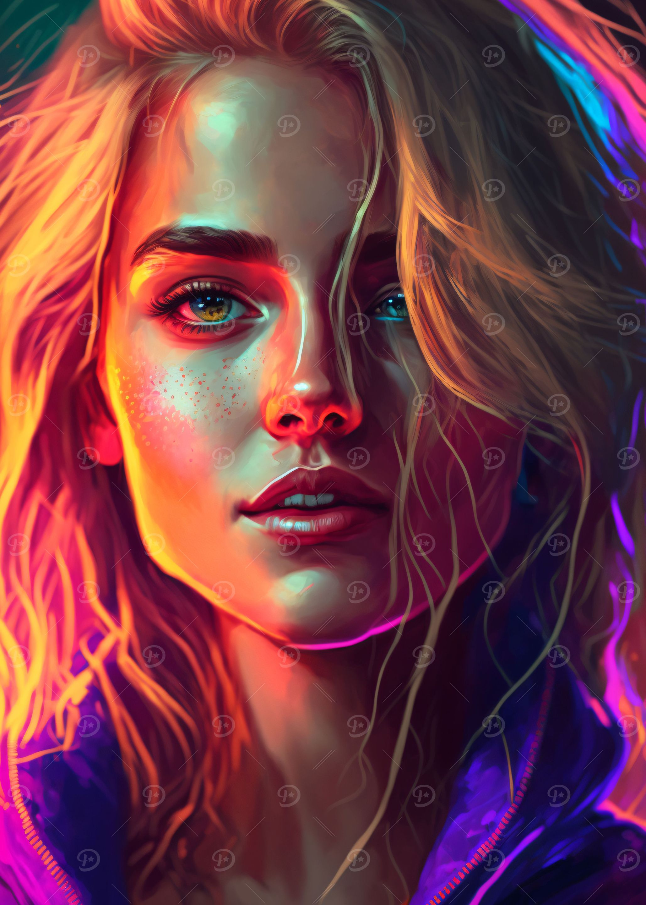 blond neon woman