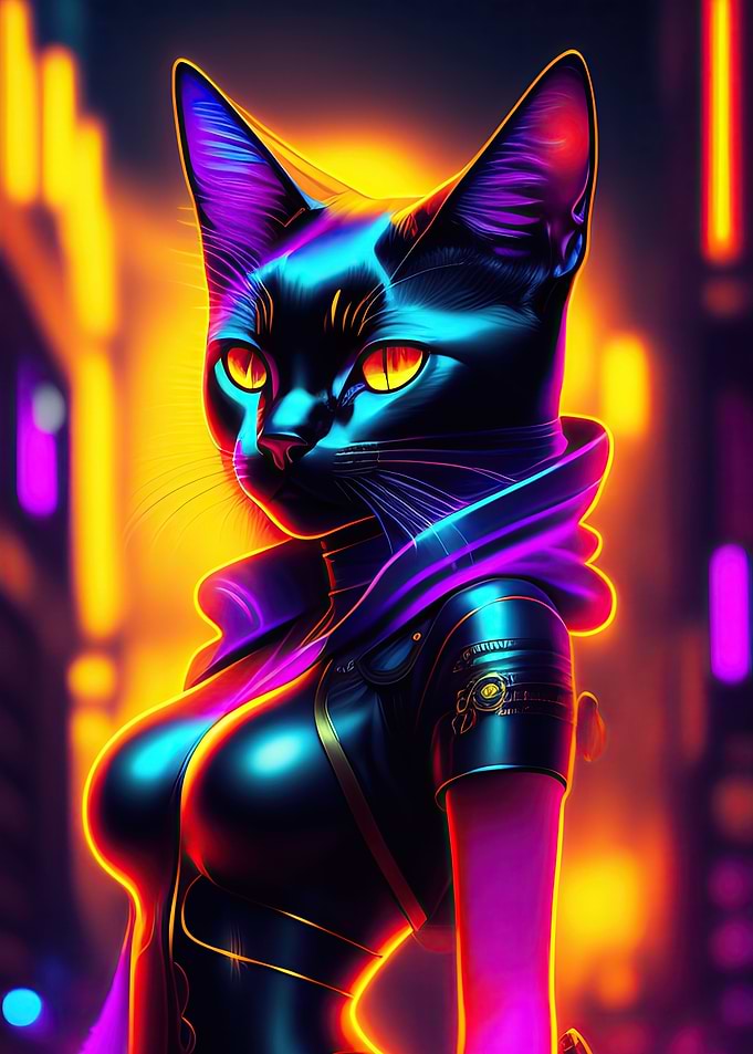 Cyberpunk Human Cat Stray
