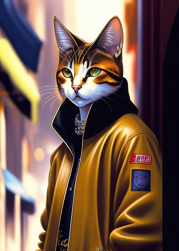 Cyberpunk Human Cat Stray