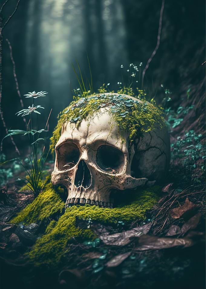 Skull in forest