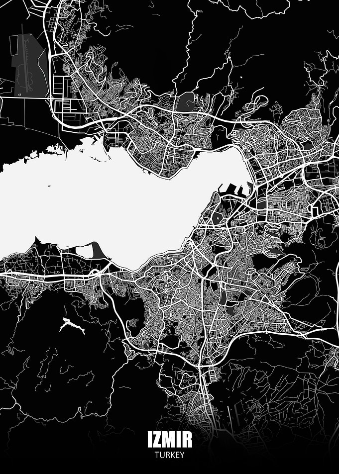 Izmir Turkey Dark Map