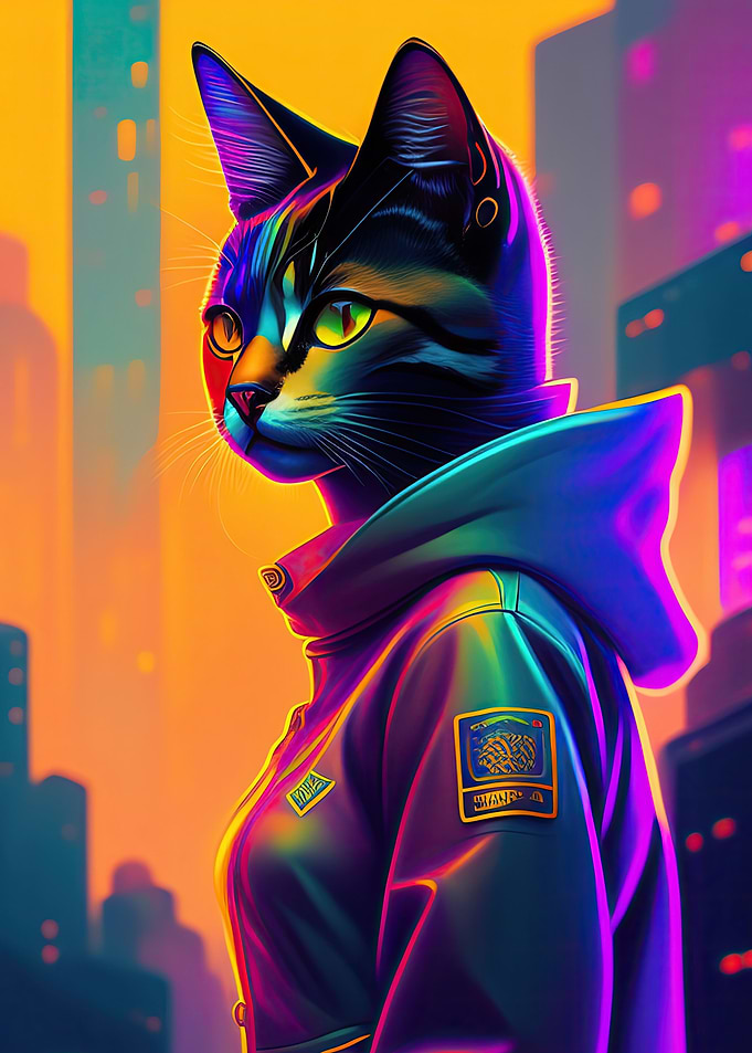 Cyberpunk Human Cat Stray