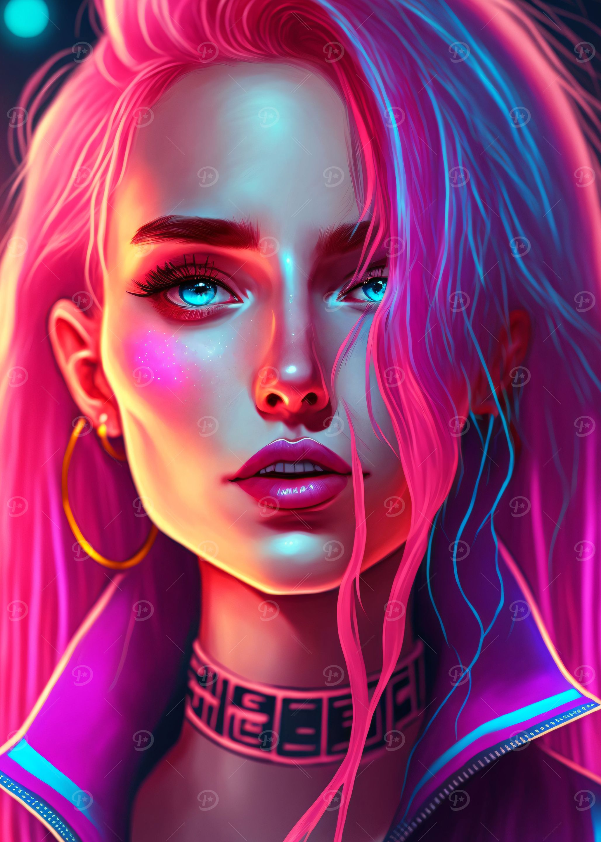 woman pink hair