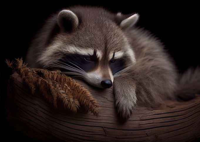 sleeping raccoon