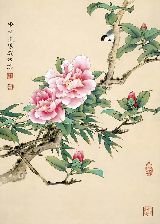Ukiyo e birds and flowers