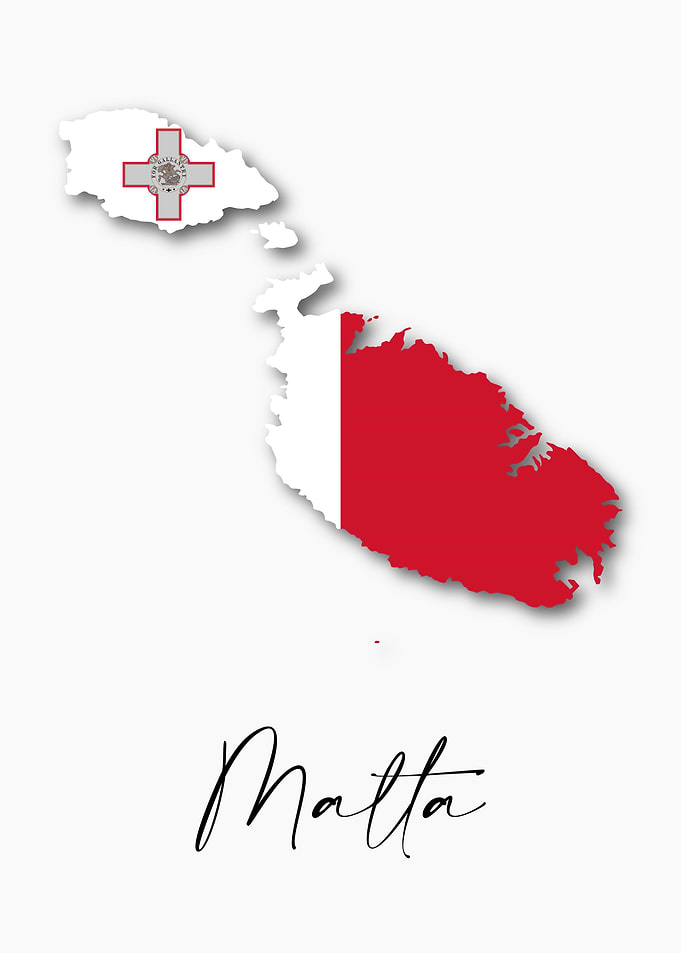 Malta Country Map Flag
