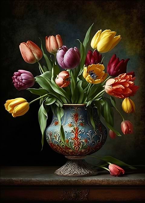 Colorful Blooms — metal poster wall art